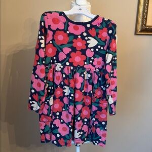 Hanna Andersson Navy and Pink Polka Dot Dress